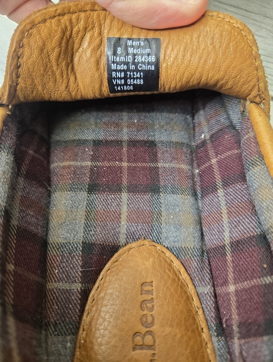L.L. Bean Leather Slip On Loafers Men’s 8 Brown Moccasin Driving Shoes main image 4